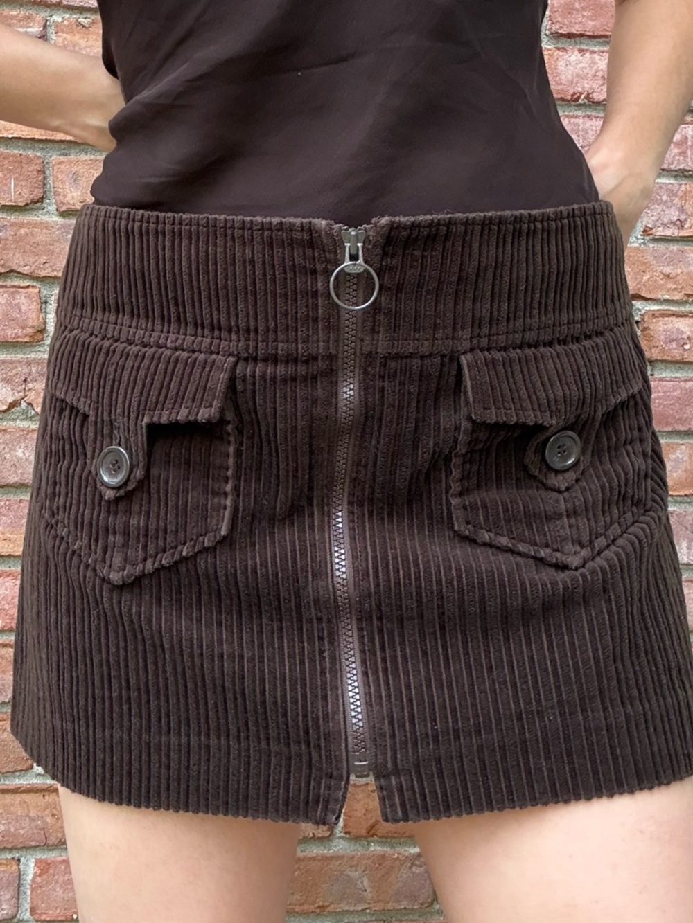 Corduroy Mini Skirt- Dark Brown